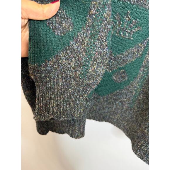 Nautica Vinatge Men’s M Wool Sweater Green Print Made in USA - Picture 7 of 9